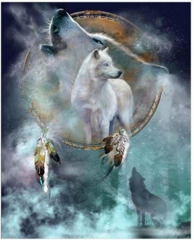 Most Popular Full Drill  5D DIY Diamond Painting Kits Dream Catcher Wolf 30X40