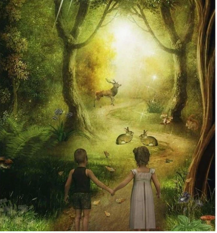 Full Drill 5D DIY Diamond Painting Kits Fantasy Boy And Girl In The Forest
