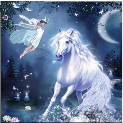 Full Drill - 5D DIY Diamond Painting Kits Fantasy Dream White Horse Fairy