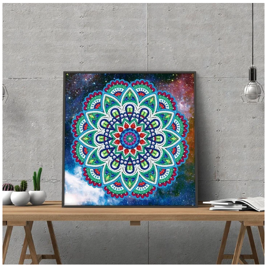 Mnp Dotz Abstract Art Mandala Flower | Luminous Diamond Painting Kits 30x30