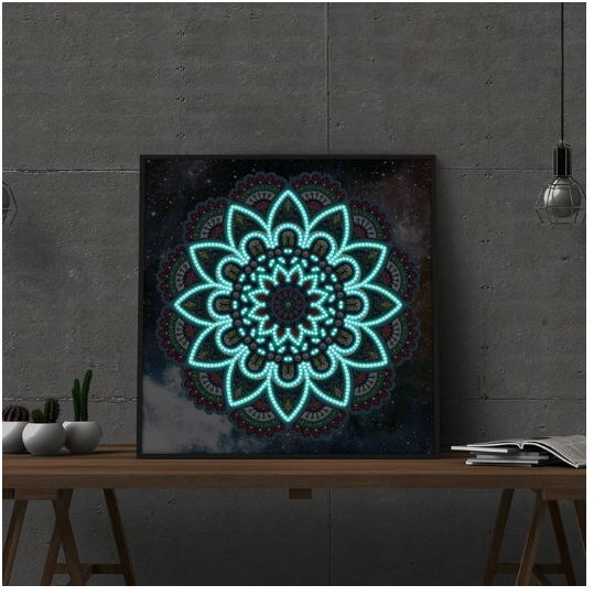 Mnp Dotz Abstract Art Mandala Flower | Luminous Diamond Painting Kits 30x30