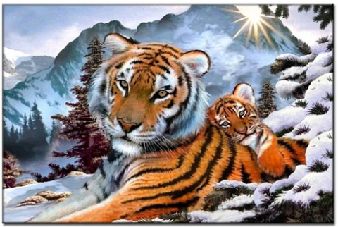 Mnp Dotz Diamond Painting Kits Tiger on snow 20X30