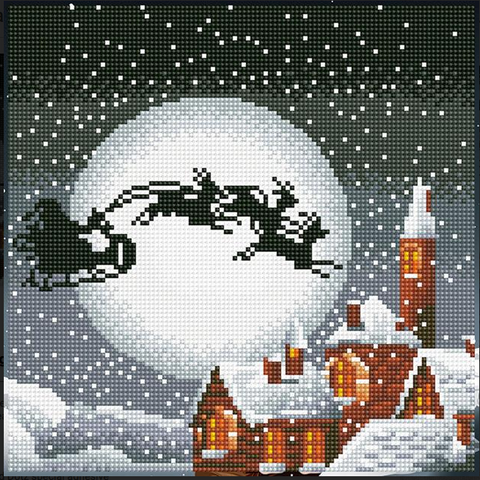 Diamond Art Kit, Santa Sleigh 30 x 30cm