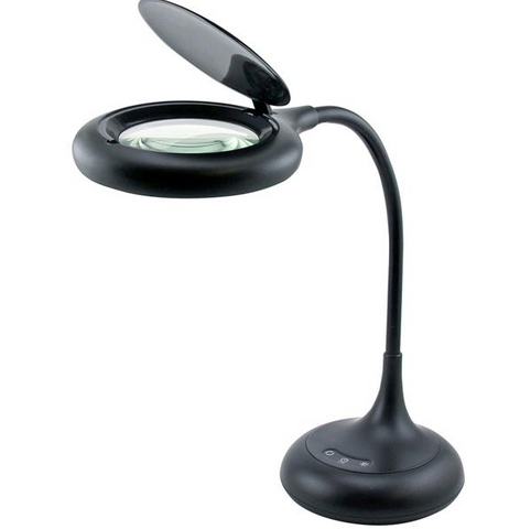 TRIUMPH  The Zoom LED Desktop Magnifying Gooseneck Light, Black