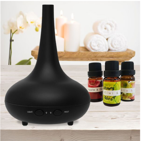 Essential Oil Diffuser Ultrasonic Humidifier Aromatherapy LED Light 200ML 3 Oils