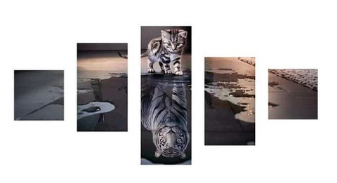FULL DRILL 5D DIY DIAMOND PAINTING KITS MULTI PANEL MODERN ART CAT