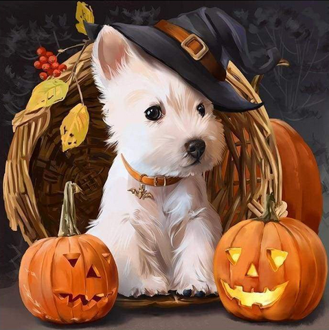 HALLOWEEN DOG FULL DRILL 5D DIY DIAMOND PAINTING KITS RHINESTONES