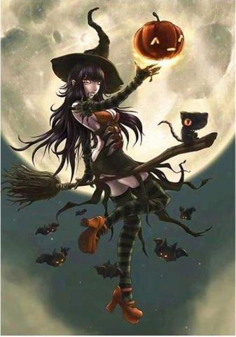 FULL DRILL 5D DIY DIAMOND PAINTING KITS CARTOON HALLOWEEN WITCH