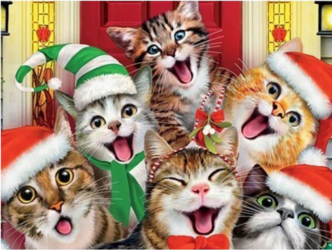 FULL DRILL 5D DIY DIAMOND PAINTING KITS WINTER HAPPY CHRISTMAS CAT
