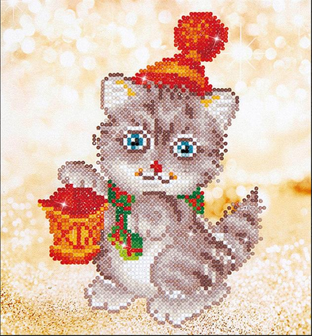 Diamond Dotz Kit CHRISTMAS KITTEN GLOW 23 x 25cm