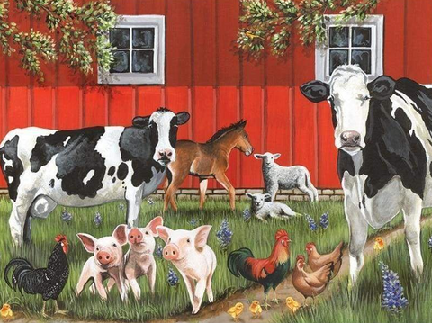 FULL DRILL - 5D DIY DIAMOND PAINTING  CUTE FARM HAPPY ANIMAL COW