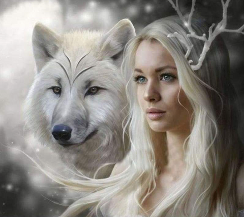 FULL DRILL - 5D DIY DIAMOND PAINTING KITS CARTOON BEAUTY AND ANIMAL WOLF