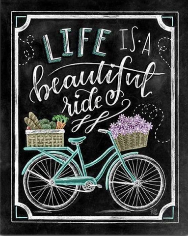 Full Drill - 5D DIY Diamond Mnp Dotz Blackboard Bicycle 40x50