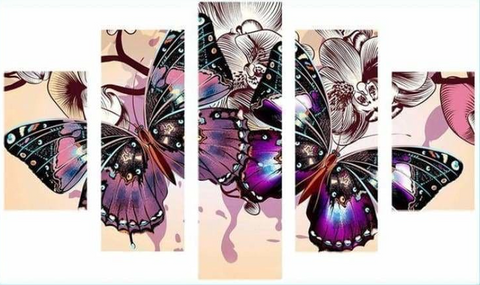 FULL DRILL 5D DIY DIAMOND PAINTING KITS MULTI PANEL BUTTERFLY
