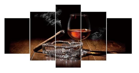 FULL DRILL 5D DIY DIAMOND PAINTING KITS MULTI PANEL WINE GLASSES AND CIGARS