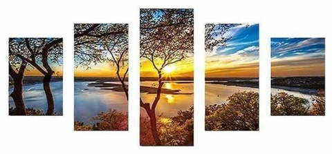 FULL DRILL 5D DIY DIAMOND PAINTING KITS MULTI PANEL LANDSCAPE LAKE TREE