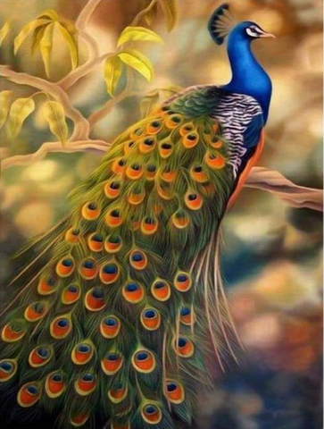FULL DRILL 5D DIY DIAMOND PAINTING KITS FANTASTIC BEAUTIFUL GOLD BLUE PEACOCK