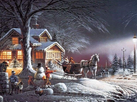 FULL DRILL - 5D DIY DIAMOND PAINTING KITS DREAM CHRISTMAS SNOW LANDSCAPE COTTAGE