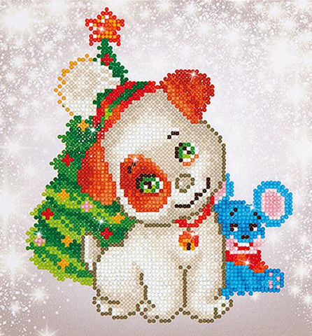 Diamond Dotz Kit CHRISTMAS PUP & MOUSE 23 x 25cm