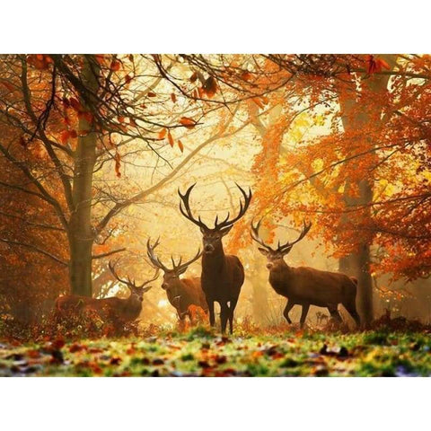 FULL DRILL -5D DIY DIAMOND PAINTING KITS AUTUMN DREAM ANIMAL DEERS