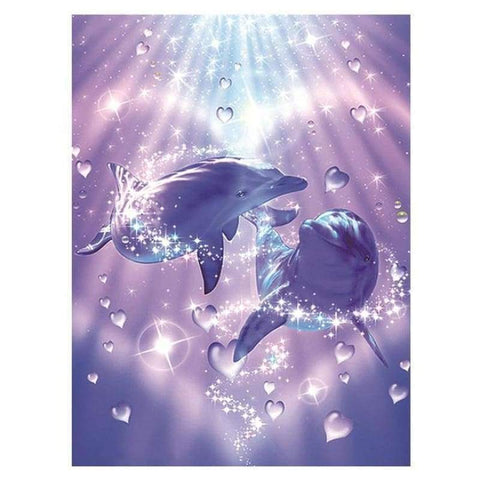 FULL DRILL - 5D DIY DIAMOND PAINTING KITS DREAMY DOLPHIN COUPLE 30x40