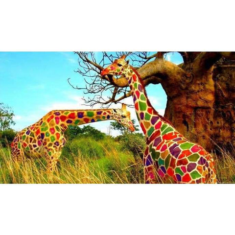 COLOURFUL GIRAFFES MNP DOTZ  FULL DRILL DIAMOND PAINTING 40X30