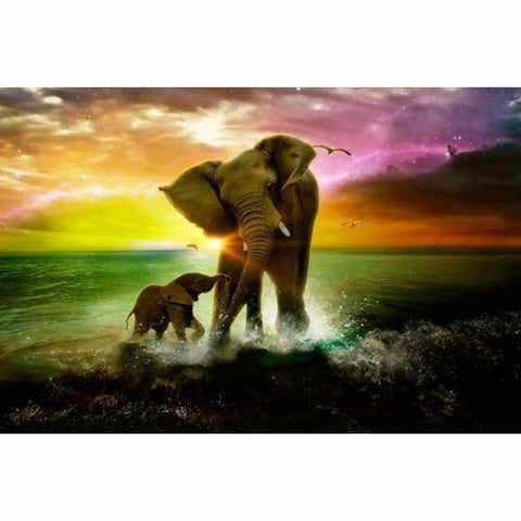 DREAM SEASIDE ELEPHANT FULL DRILL - 5D DIY DIAMOND PAINTING KITS