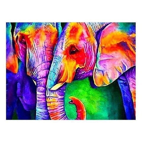 FULL DRILL - 5D DIY DIAMOND PAINTING KITS WATERCOLOR LOVING ELEPHANTS