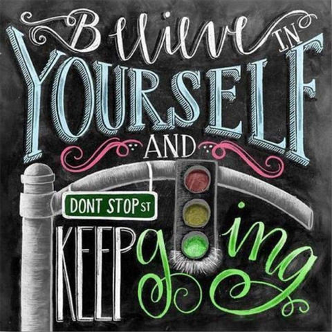 FULL DRILL 5D DIY DIAMOND PAINTING KITS BLACKBOARD BELIEVE YOURSELF 30x30