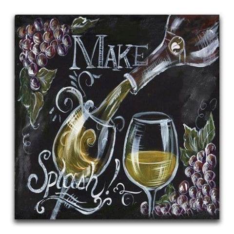 FULL DRILL  5D DIY DIAMOND PAINTING KITS BLACKBOARD WINE GLASS 30x30