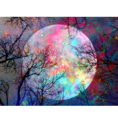 FULL DRILL - 5D DIY DIAMOND PAINTING KITS DREAM NIGHT SKY COLORFUL MOON 30x40