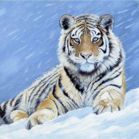 FULL DRILL  5D DIY DIAMOND PAINTING WINTER TIGER'S GAZE 30x30