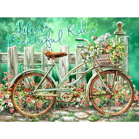 FULL DRILL - 5D DIY DIAMOND PAINTING KITS CARTOON BICYCLE FLOWERS
