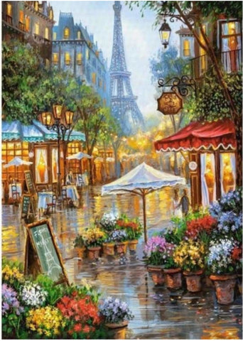 Street of Paris Eiffel Tower Diamond painting kit 50x70