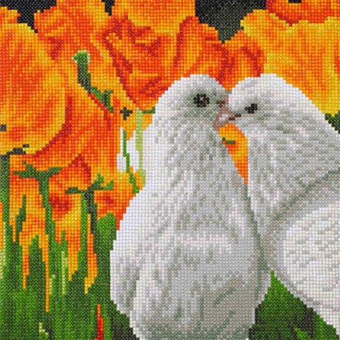 DIAMOND DOTZ  KISSING DOVES, 30.50 X 30.50CM