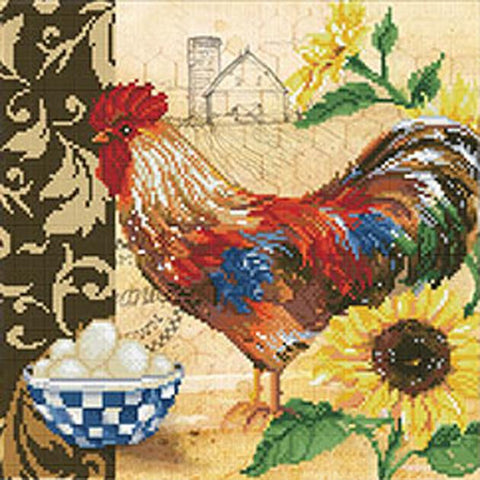 Diamond Dotz Kit - COUNTRY ROOSTER - 49 x 49cm