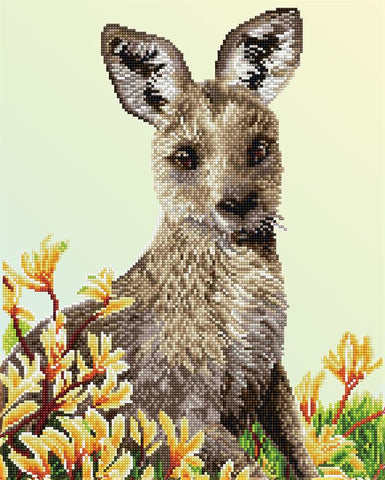 DIAMOND DOTZ  KANGAROO AND KANGAROO PAW FLOWER, 51 X 41CM