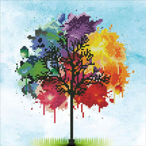 Diamond Art Kit, Rainbow Tree 30 x 30cm