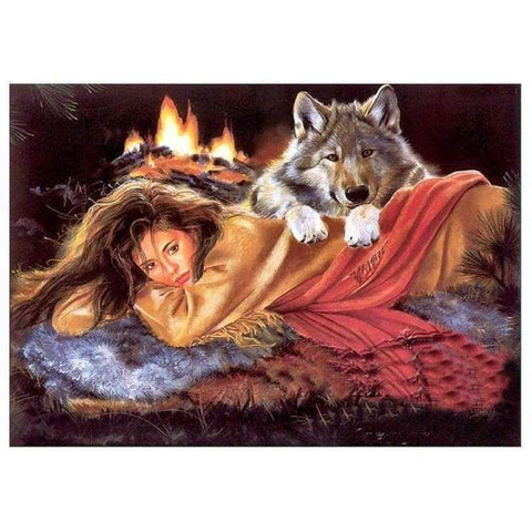 FULL DRILL - 5D DIY DIAMOND PAINTING KITS CARTOON BEAUTY AND ANIMAL WOLF
