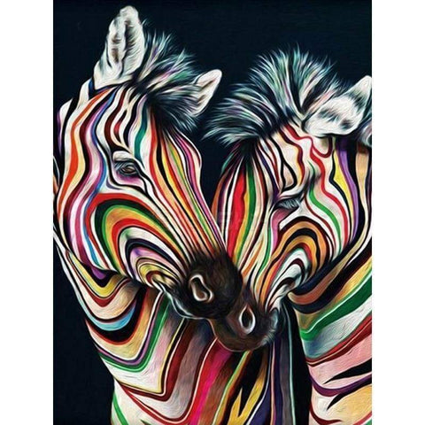 FULL DRILL - 5D DIY DIAMOND PAINTING KITS WATERCOLOR ZEBRAS LOVE NA90374